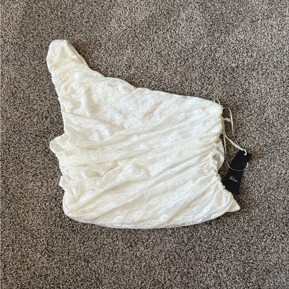 White One-Shoulder Lace Top